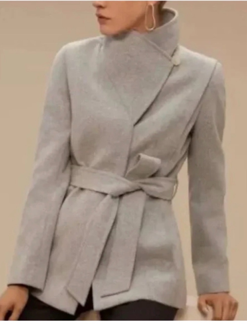 Babaton Light Gray Belted Trench Coat